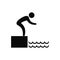 Jump diving man into water sign flat icon vector