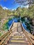 Jump platform over the aqua spring waters surrounded by lush forest, Royal Springs, County Park, Florida