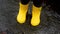 Jump through puddles in yellow rubber boots. Walk in rain and enjoy the bad weather falling into childhood and running through wet