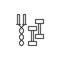 Jump rope and dumbbell workout line icon, outline vector sign