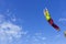 Jump rope from a high rock in the mountains.