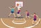 Jump Shot for Goal in Basketball Game Vector Illustration