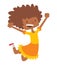 Jumping afro girl vector illustration.