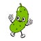 Jumping Cucumber character character. Vector hand drawn traditional cartoon vintage, retro, kawaii character