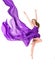 Jumping girl dancer in flying dress