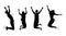 Jumping Happy People Set. Silhouettes Of Young Funny Teens Boys And Girls Jumping Together. Joy Lifestyle, Happy And