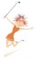 Jumping happy woman golfer illustration