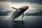 Jumping humpback whale over water. Amazing wildlife. Generative Ai