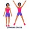 Jumping Jack. Sport exersice. Silhouettes of woman doing exercise. Workout, training.