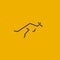 Jumping kangaroo logo, Australian animal simple line art symbol, fast wallaby linear icon