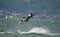 Jumping kitesurfer