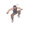 Jumping man - parkour athlete or sportsman, vector sketch illustration isolated.