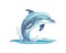 Jumping playful dolphin, smiling aquatic mammal