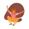 Jumping Redhead Woman Character with Happy Face Feeling Joy and Excitement Vector Illustration