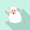 Jumping sheep icon, flat style