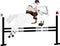 Jumping show. horse with jockey jumping a hurdle color illustration