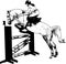 Jumping show. horse with jockey jumping a hurdle sketch illustration