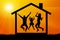 Jumping silhouette family house vector.