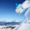 Jumping Skier in high mountains