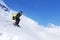 Jumping skier at mountains