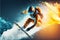 Jumping skier Snowboarding Extreme Winter Sport, High Speed Snow Jump. Generative AI