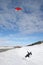 Jumping Snow Kiteboarder