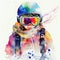 Jumping snowboarder. Watercolor illustration of a kid on a snowboard. Snowboarding