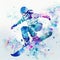 Jumping snowboarder. Watercolor illustration of a woman on a snowboard. Snowboarding