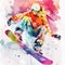 Jumping snowboarder. Watercolor illustration of a woman on a snowboard. Snowboarding