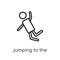 Jumping to the water icon. Trendy modern flat linear vector Jump