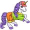 Jumping Unicorn Cartoon Colored Clipart