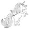 Jumping unicorn. Child coloring book magic creature