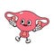 Jumping Uterus character. Vector hand drawn traditional cartoon vintage, retro, kawaii character illustration icon