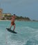 Jumping Wakeboarder in the Air Off the Coast of Palm Beach