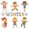 Jumping winter kids