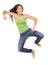 Jumping woman funny isolated