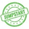 JUMPSTART text on green grungy round rubber stamp