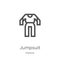 jumpsuit icon vector from fashion collection. Thin line jumpsuit outline icon vector illustration. Outline, thin line jumpsuit