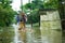 Jun 16 2022. Sylhst, Bangladesh: Due to heavy rains, roads and houses have been submerged in flood water in Bangladesh.