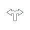 Junction, Separation, two paths, ways thin line icon. Linear vector symbol