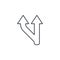 Junction, Separation, two ways thin line icon. Linear vector symbol