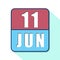 june 11th. Day 11 of month,Simple calendar icon on white background. Planning. Time management. Set of calendar icons for web