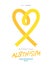 June 13 - International Albinism Awareness Day. Yellow ribbon folded in the shape of a heart. Stylish lettering. Rare disease