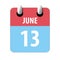 june 13th. Day 13 of month,Simple calendar icon on white background. Planning. Time management. Set of calendar icons for web