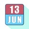 june 13th. Day 13 of month,Simple calendar icon on white background. Planning. Time management. Set of calendar icons for web