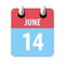 june 14th. Day 14 of month,Simple calendar icon on white background. Planning. Time management. Set of calendar icons for web