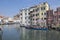 June 15, 2017 Sunny day in Chioggia, way of living in houses by the water, fishing housing in block of flats with fishing boats