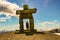 June 16 2018, Whistler Canada: editorial photograph of an inukshuk at the top of whistler Mountain. This is where you hike to the