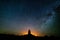 JUNE 16, PINNACLES TRONA CALIFORNIA, USA - Milky Way over Pinnacles Trona California at night