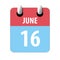 june 16th. Day 16 of month,Simple calendar icon on white background. Planning. Time management. Set of calendar icons for web